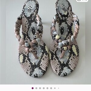 Vince Camuto Braided Snake-Print Thong Sandals in Neutral Mix